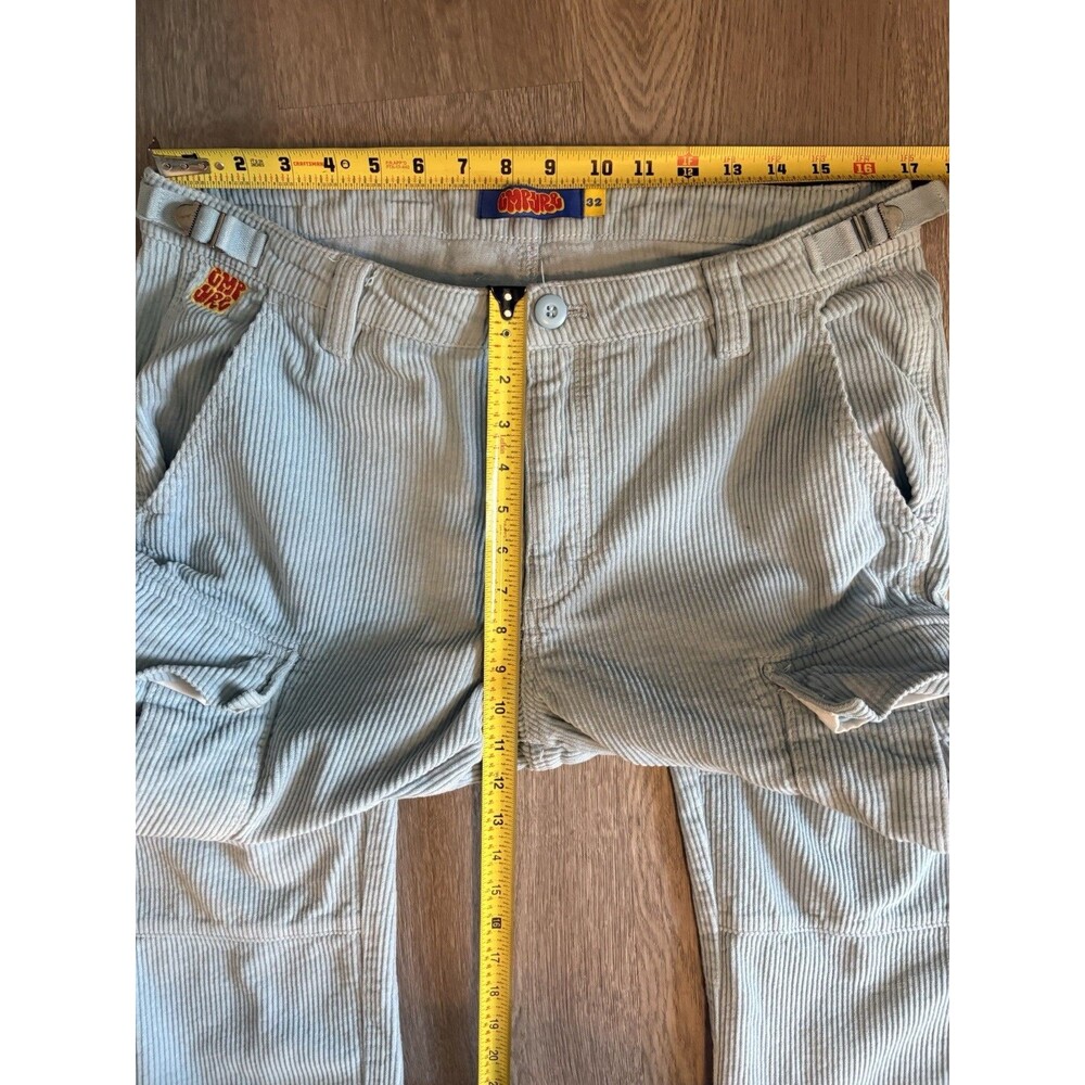 Empyre Corduroy Cargo Mens 32X30 Fly Adjustable Waist Y2K Baggy Relax Pants Blue - Picture 3 of 6